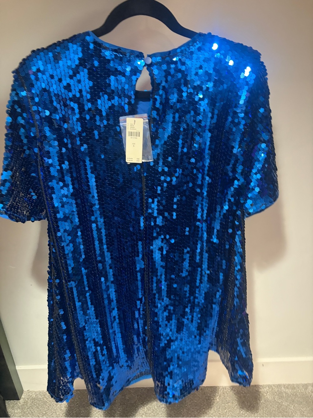 NWT Maeve Anthropologie blue sequins shirt dress small